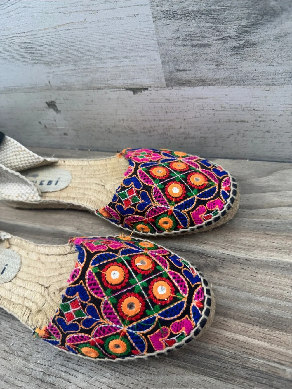 Manebí Embroidered Espadrille Lace Up Flats Women’s EU 38 US 7.5 Boho